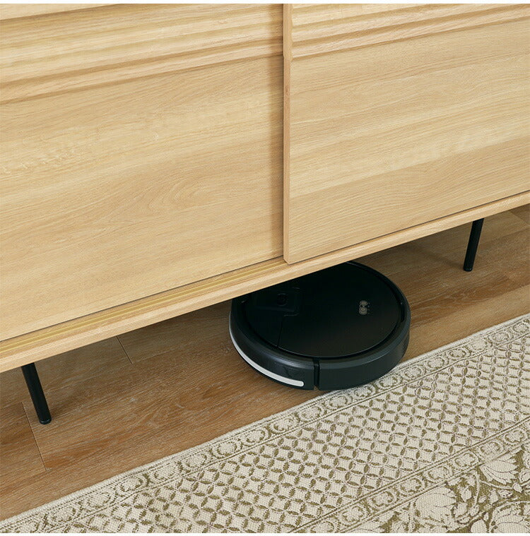 白井産業 キャビネット 棚 幅117cm 高さ118cm ナチュラルブラウン 引き戸 飾り棚 収納 リビング ジャパンディ 北欧 アトモナ