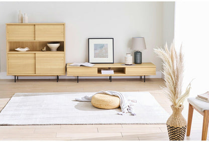 白井産業 テレビ台 幅176cm 高さ34cm 75V型対応 TVボード ローボード ナチュラルブラウン 引き戸 収納 リビング ジャパンディ 北欧 アトモナ