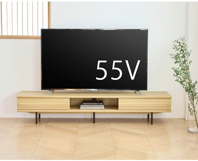 白井産業 テレビ台 幅176cm 高さ34cm 75V型対応 TVボード ローボード ナチュラルブラウン 引き戸 収納 リビング ジャパンディ 北欧 アトモナ