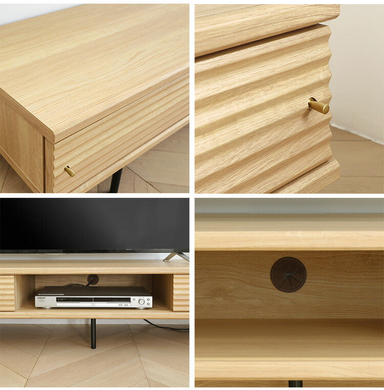 白井産業 テレビ台 幅176cm 高さ34cm 75V型対応 TVボード ローボード ナチュラルブラウン 引き戸 収納 リビング ジャパンディ 北欧 アトモナ