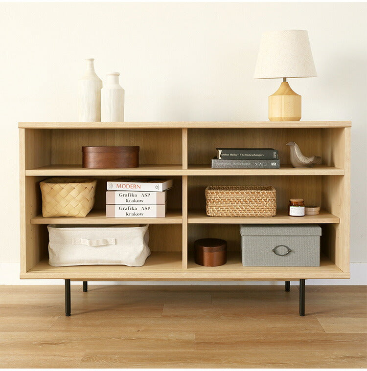 白井産業 キャビネット 棚 幅117cm 高さ72cm ナチュラルブラウン 引き戸 50V型対応 TVボード ミドルボード 収納 リビング ジャパンディ 北欧 アトモナ