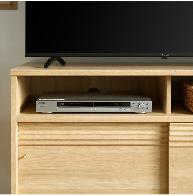 白井産業 キャビネット 棚 幅117cm 高さ72cm ナチュラルブラウン 引き戸 50V型対応 TVボード ミドルボード 収納 リビング ジャパンディ 北欧 アトモナ