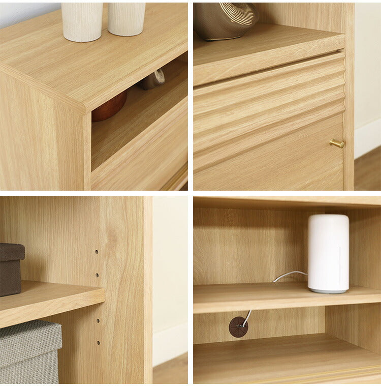 白井産業 キャビネット 棚 幅117cm 高さ72cm ナチュラルブラウン 引き戸 50V型対応 TVボード ミドルボード 収納 リビング ジャパンディ 北欧 アトモナ