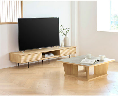 白井産業 テーブル 幅80cm 高さ30cm ナチュラルブラウン 石目調 メラミン天板 収納 リビング ジャパンディ 北欧 アトモナ