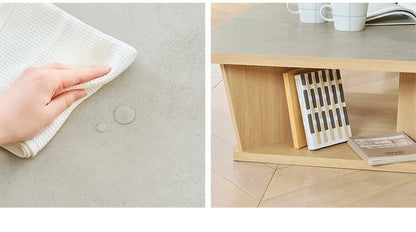 白井産業 テーブル 幅80cm 高さ30cm ナチュラルブラウン 石目調 メラミン天板 収納 リビング ジャパンディ 北欧 アトモナ