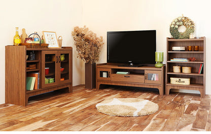 白井産業 アクシアーノ ローボード テレビ台 テレビボード ラック オープンラック おしゃれ 木目調 ガラス扉 アンティーク 北欧 収納 和風(代引不可)