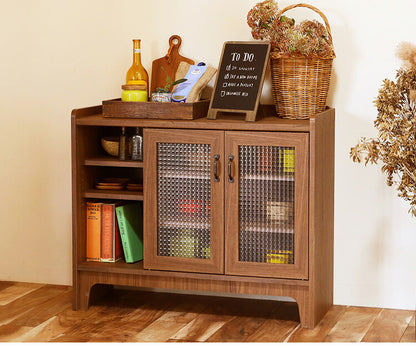 白井産業 アクシアーノ キャビネット ガラス扉タイプ 三段 3段 食器棚 アンティーク おしゃれ 和風 収納 木製 天然木 大容量 ワイド ミドルボード(代引不可)