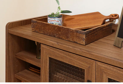 白井産業 アクシアーノ キャビネット ガラス扉タイプ 三段 3段 食器棚 アンティーク おしゃれ 和風 収納 木製 天然木 大容量 ワイド ミドルボード(代引不可)