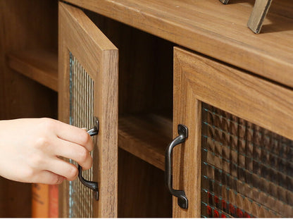 白井産業 アクシアーノ キャビネット ガラス扉タイプ 三段 3段 食器棚 アンティーク おしゃれ 和風 収納 木製 天然木 大容量 ワイド ミドルボード(代引不可)