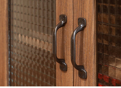 白井産業 アクシアーノ キャビネット ガラス扉タイプ 三段 3段 食器棚 アンティーク おしゃれ 和風 収納 木製 天然木 大容量 ワイド ミドルボード(代引不可)