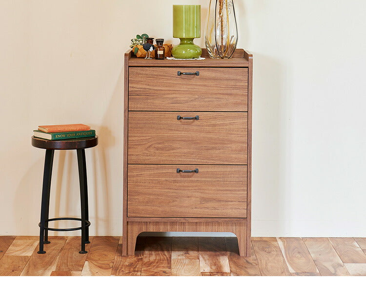 白井産業 アクシアーノ チェスト タンス たんす 引き出し 三段 3段 木製 幅56.3 奥行き36 高さ89.6 スリム おしゃれ 北欧 アンティーク(代引不可)