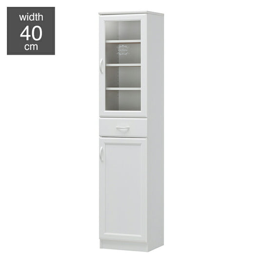 食器棚 幅40cm 高さ181cm 北欧風 ホワイト 白 スリム 隙間用 キッチン収納 デザインロゴ 白井産業(代引不可)