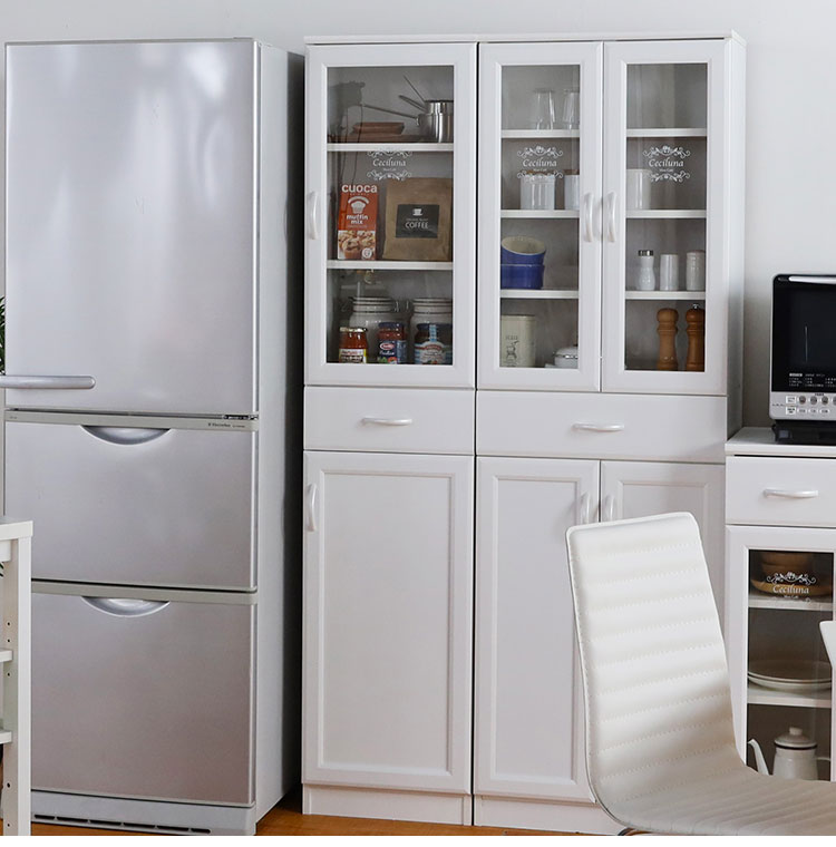 食器棚 幅40cm 高さ181cm 北欧風 ホワイト 白 スリム 隙間用 キッチン収納 デザインロゴ 白井産業(代引不可)