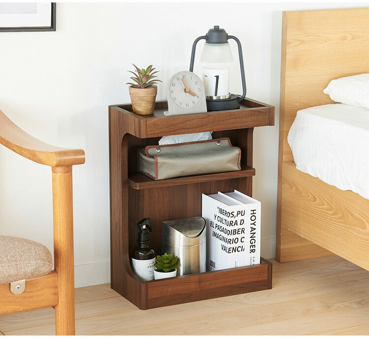 サイドテーブル ナイトテーブル 幅40cm 高さ50cm ベッドサイド ソファサイド スリム 中棚付き メラミン天板 チルフィル CHI-5040 白井産業 隙間 スリムタイプ ナチュラル ブラウン