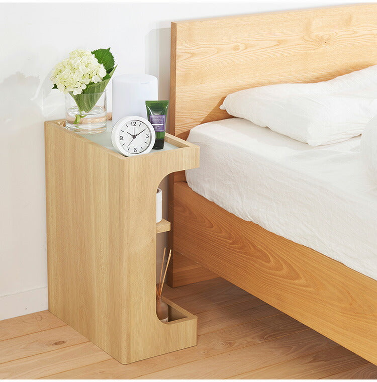 サイドテーブル ナイトテーブル 幅40cm 高さ50cm ベッドサイド ソファサイド スリム 中棚付き メラミン天板 チルフィル CHI-5040 白井産業 隙間 スリムタイプ ナチュラル ブラウン