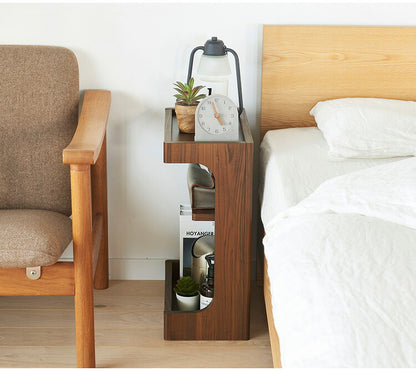 サイドテーブル ナイトテーブル 幅40cm 高さ50cm ベッドサイド ソファサイド スリム 中棚付き メラミン天板 チルフィル CHI-5040 白井産業 隙間 スリムタイプ ナチュラル ブラウン