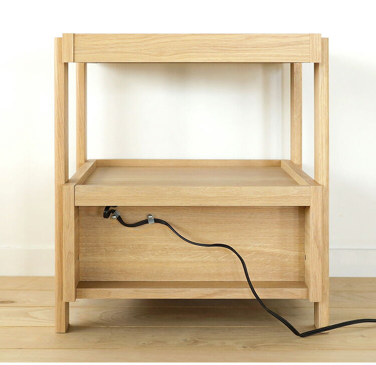 サイドテーブル ナイトテーブル 幅45cm 高さ51cm ベッドサイド ソファサイド 引出付き コンセント付 メラミン天板 チルフィル CHI-5045H 白井産業 コンセント付き 2口コンセント ナチュラル ブラウン