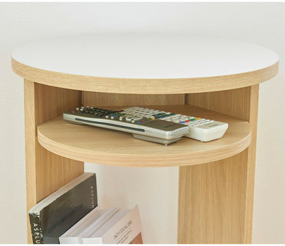 サイドテーブル ナイトテーブル 幅40cm 高さ54cm ソファサイド ベッドサイド 丸型 中棚付き メラミン天板 チルフィル CHI-5540 白井産業 ラウンド型 収納 ナチュラル ブラウン