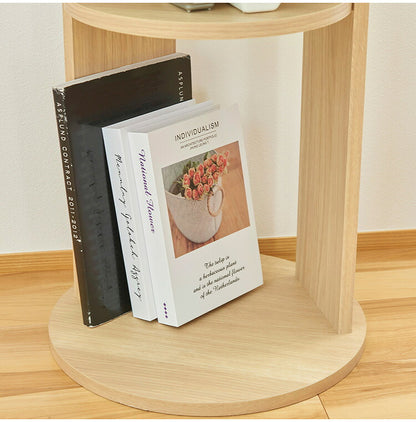 サイドテーブル ナイトテーブル 幅40cm 高さ54cm ソファサイド ベッドサイド 丸型 中棚付き メラミン天板 チルフィル CHI-5540 白井産業 ラウンド型 収納 ナチュラル ブラウン