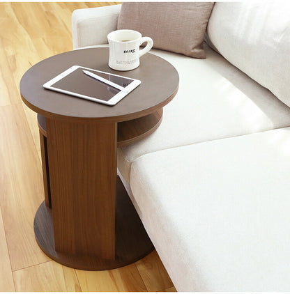 サイドテーブル ナイトテーブル 幅40cm 高さ54cm ソファサイド ベッドサイド 丸型 中棚付き メラミン天板 チルフィル CHI-5540 白井産業 ラウンド型 収納 ナチュラル ブラウン