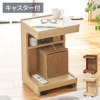 サイドテーブル ナイトテーブル 幅40cm 高さ60cm ソファサイド ベッドサイド キャスター付き メラミン天板 チルフィル CHI-6040W 白井産業 ナチュラル ブラウン