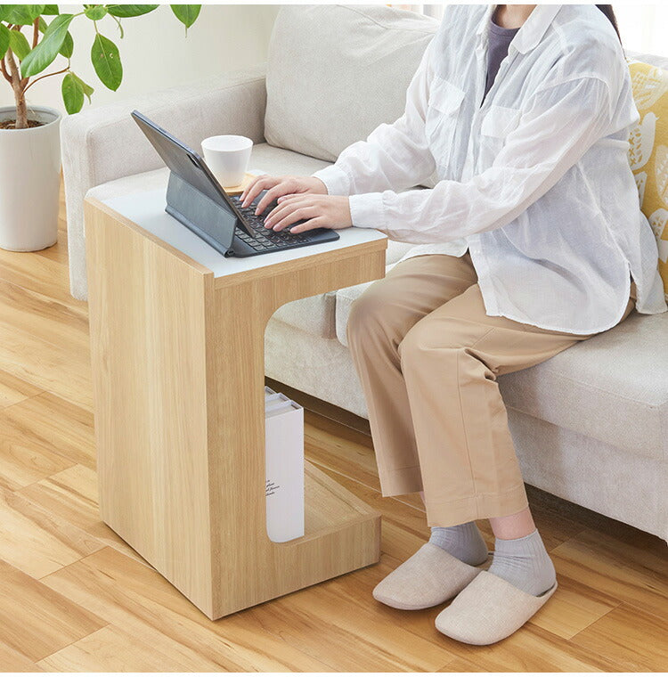 サイドテーブル ナイトテーブル 幅40cm 高さ60cm ソファサイド ベッドサイド キャスター付き メラミン天板 チルフィル CHI-6040W 白井産業 ナチュラル ブラウン