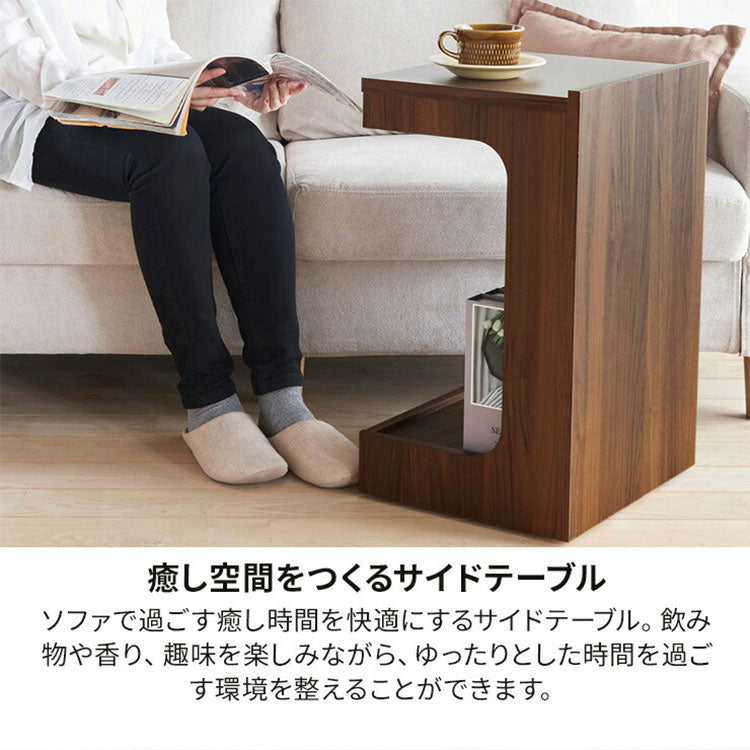 サイドテーブル ナイトテーブル 幅40cm 高さ60cm ソファサイド ベッドサイド キャスター付き メラミン天板 チルフィル CHI-6040W 白井産業 ナチュラル ブラウン