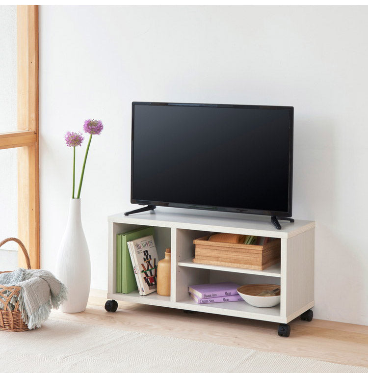 白井産業 【32型テレビ対応】テレビ台 幅80cm 高さ40cm ホワイト 白木目 32V型対応 キャスター付 背面化粧有 TVボード フルニコ(代引不可)
