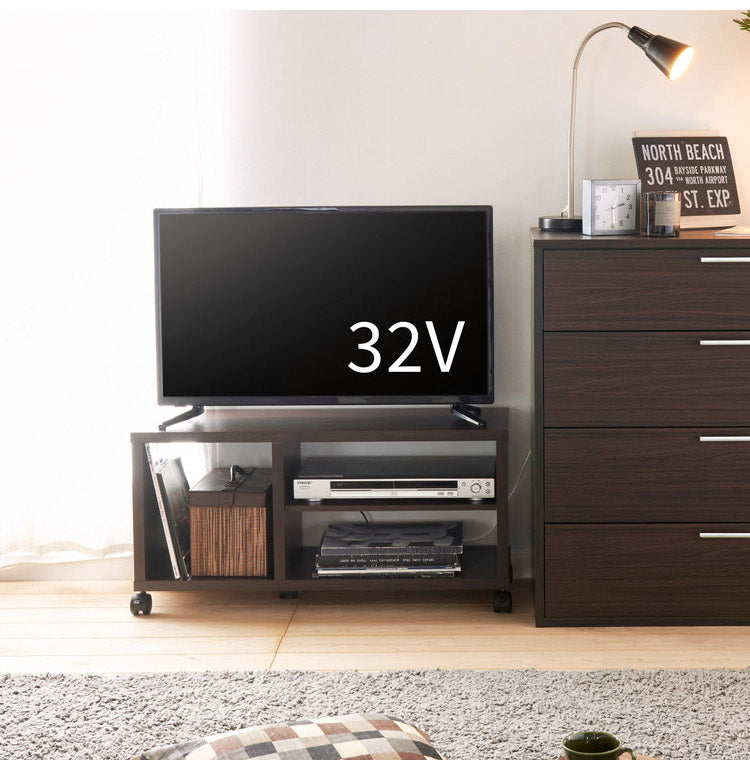 白井産業 【32型テレビ対応】テレビ台 幅80cm 高さ40cm ホワイト 白木目 32V型対応 キャスター付 背面化粧有 TVボード フルニコ(代引不可)