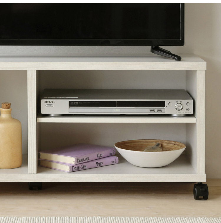 白井産業 【32型テレビ対応】テレビ台 幅80cm 高さ40cm ホワイト 白木目 32V型対応 キャスター付 背面化粧有 TVボード フルニコ(代引不可)