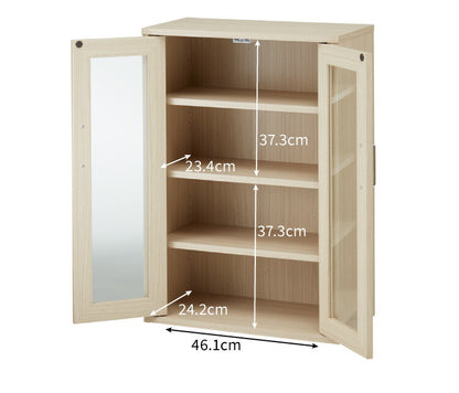 キャビネット フルニコ 幅56.6cm ナチュラル 大容量 収納 高さ80cm 木目調 ガラス扉 シンプル カフェ風 北欧 カントリー ウッド調 おしゃれ かわいい 温もり ナチュラル シリーズ 収納棚 白井産業 (代引不可)