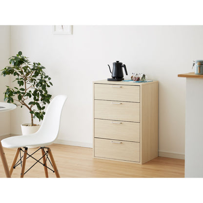 チェスト 引き出し付き フルニコ 幅56.6cm ナチュラル 大容量 収納 高さ80cm 木目調  4段 シンプル カフェ風 北欧 カントリー シリーズ ウッド調 おしゃれ かわいい 温もり ナチュラル 収納棚 白井産業 (代引不可)