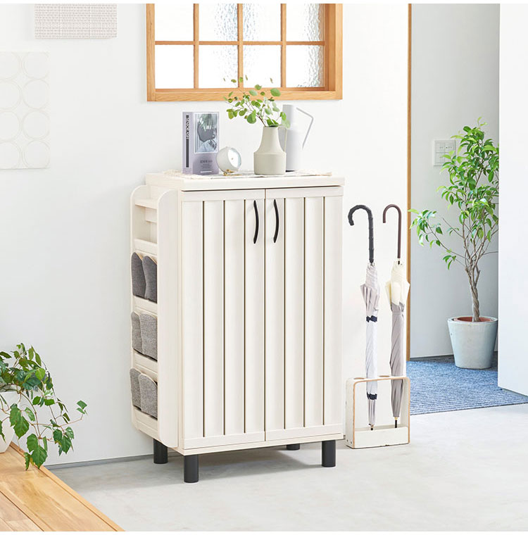 白井産業 下駄箱 シューズボックス 幅60cm 高さ103cm ホワイト 白木目 通気性 約18足収納 スリット扉 靴箱 玄関収納 シューズラック ガルバートン GBP-1060D