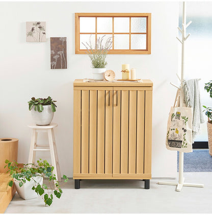 下駄箱 シューズボックス 幅75cm 高さ103cm ナチュラルブラウン 通気性 抜群 約24足収納 スリット扉 靴箱 玄関収納 シューズラック ガルバートン(代引不可)