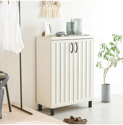 下駄箱 シューズボックス 幅75cm 高さ103cm ナチュラルブラウン 通気性 抜群 約24足収納 スリット扉 靴箱 玄関収納 シューズラック ガルバートン(代引不可)