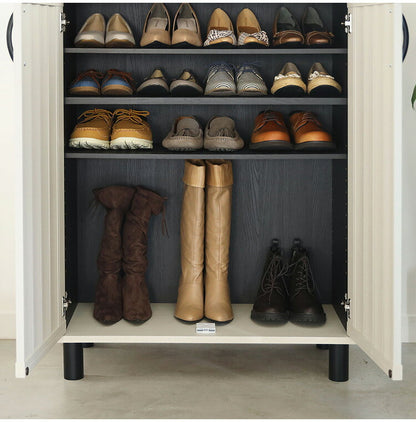 下駄箱 シューズボックス 幅75cm 高さ103cm ナチュラルブラウン 通気性 抜群 約24足収納 スリット扉 靴箱 玄関収納 シューズラック ガルバートン(代引不可)