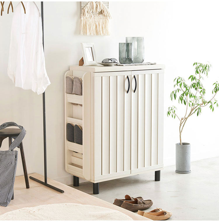 下駄箱 シューズボックス 幅75cm 高さ103cm ナチュラルブラウン 通気性 抜群 約24足収納 スリット扉 靴箱 玄関収納 シューズラック ガルバートン(代引不可)