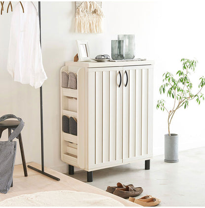 下駄箱 シューズボックス 幅75cm 高さ103cm ナチュラルブラウン 通気性 抜群 約24足収納 スリット扉 靴箱 玄関収納 シューズラック ガルバートン(代引不可)