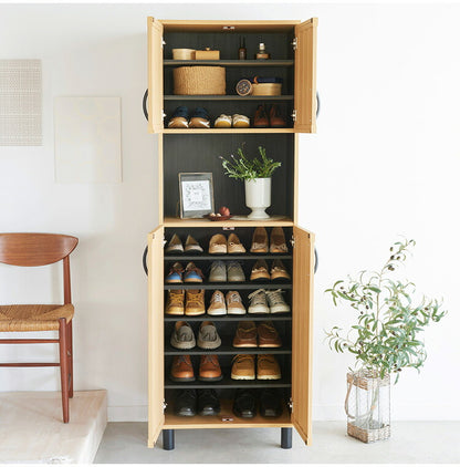 下駄箱 シューズボックス 幅60cm 高さ185cm ナチュラルブラウン 通気性 抜群 約27足収納 スリット扉 靴箱 玄関収納 シューズラック ガルバートン