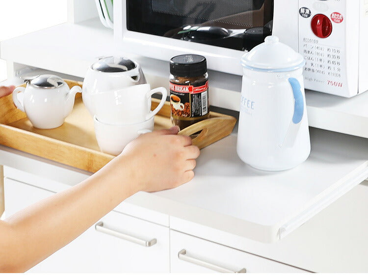 白井産業 モデレオ スライド付き カップボード キッチンボード 食器棚 収納 大容量 ハイタイプ 幅79.7 高さ178 白 ホワイト おしゃれ 北欧 引き出し付き(代引不可)