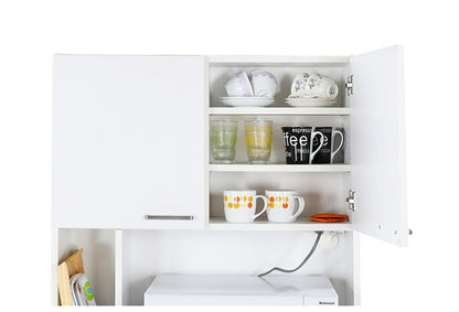 白井産業 モデレオ スライド付き カップボード キッチンボード 食器棚 収納 大容量 ハイタイプ 幅79.7 高さ178 白 ホワイト おしゃれ 北欧 引き出し付き(代引不可)