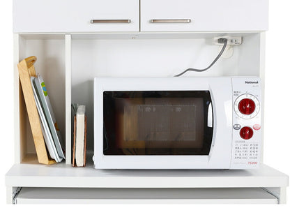 白井産業 モデレオ スライド付き カップボード キッチンボード 食器棚 収納 大容量 ハイタイプ 幅79.7 高さ178 白 ホワイト おしゃれ 北欧 引き出し付き(代引不可)