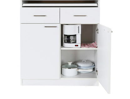 白井産業 モデレオ スライド付き カップボード キッチンボード 食器棚 収納 大容量 ハイタイプ 幅79.7 高さ178 白 ホワイト おしゃれ 北欧 引き出し付き(代引不可)