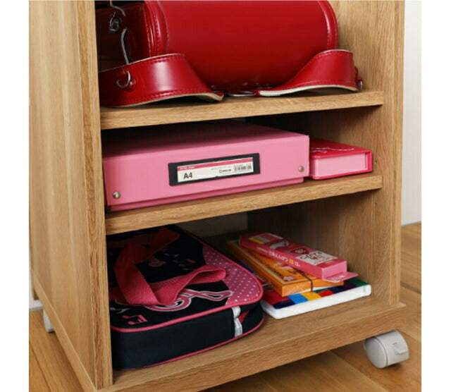 白井産業 サイドワゴン ラック 幅42cm 高さ67cm キャスター付 デスクサイド ランドセル収納 ナチュリカ