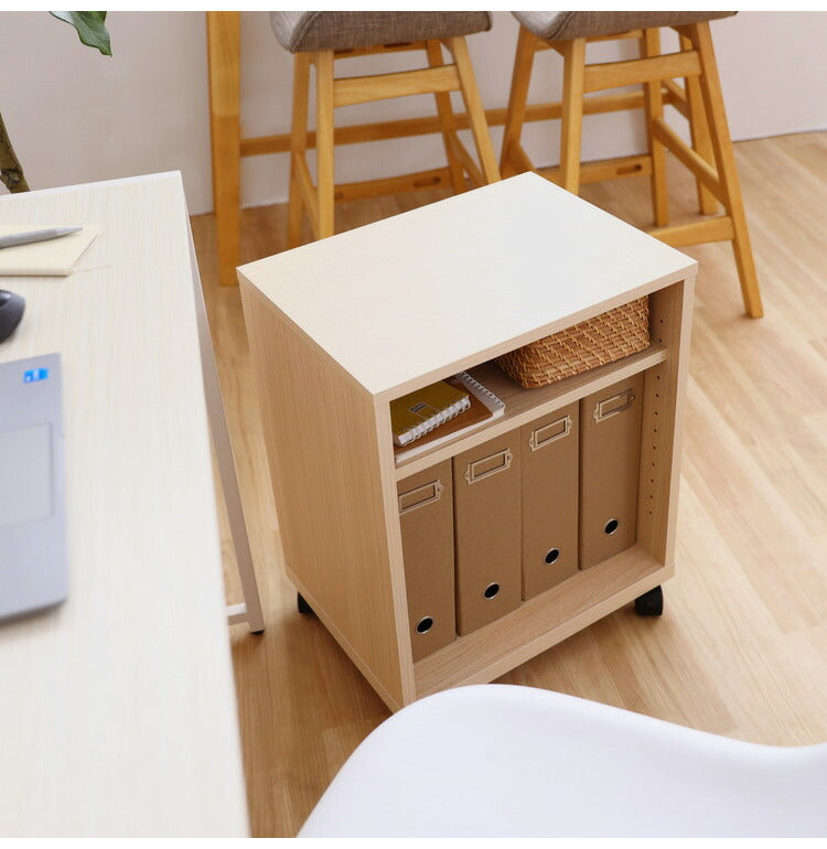 白井産業 サイドワゴン ラック 幅45cm 高さ60cm ナチュラル キャスター付 オフィス 収納 天板付タイプ(代引不可)