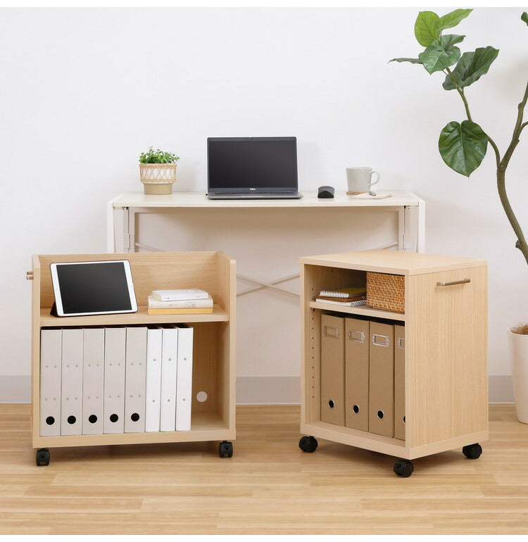 白井産業 サイドワゴン ラック 幅60cm 高さ60cm ナチュラル キャスター付 オフィス 収納(代引不可)