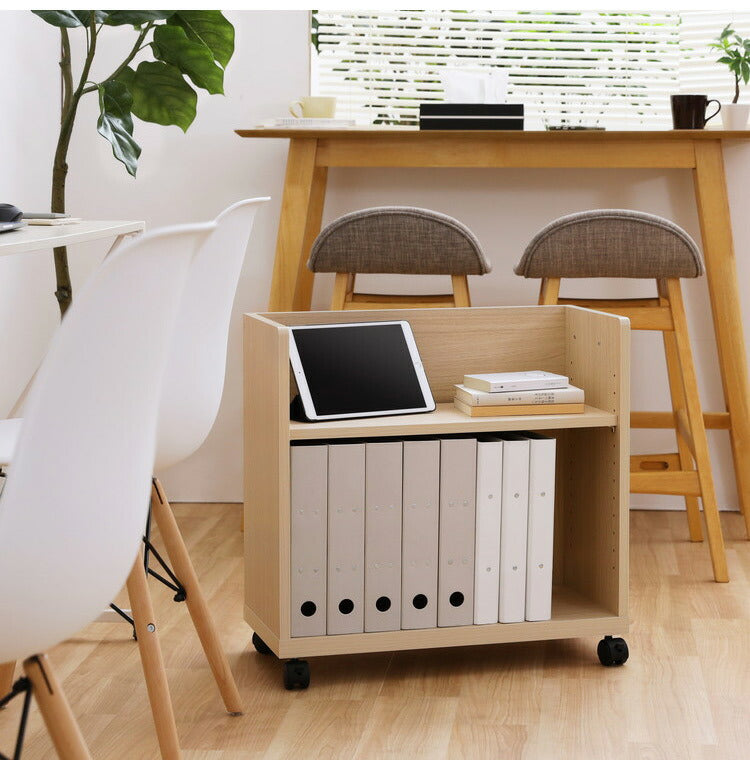 白井産業 サイドワゴン ラック 幅60cm 高さ60cm ナチュラル キャスター付 オフィス 収納(代引不可)