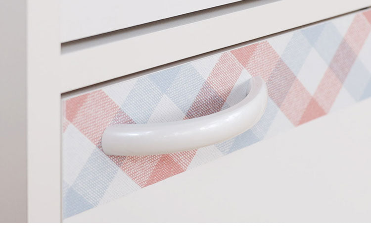 食器棚 ミニ 幅29cm 高さ90cm 北欧風 ホワイト 白 チェック柄 スライド棚付き 小さくてかわいい キッチン収納 スリム 白井産業(代引不可)