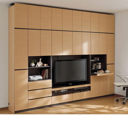 国産 壁面収納 キャビネット 幅60cm 高さ180cm ホワイト 白木目 スライド本棚 ボトルラック付 巾木 配線穴 耐震ラッチ 白井産業(代引不可)