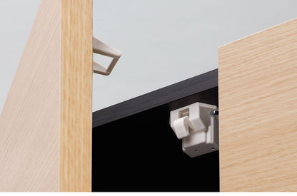 国産 壁面収納 キャビネット 幅60cm 高さ180cm ホワイト 白木目 スライド本棚 ボトルラック付 巾木 配線穴 耐震ラッチ 白井産業(代引不可)